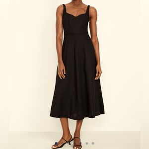 Old Navy Fit & Flare Linen-Blend Midi Dress - Black